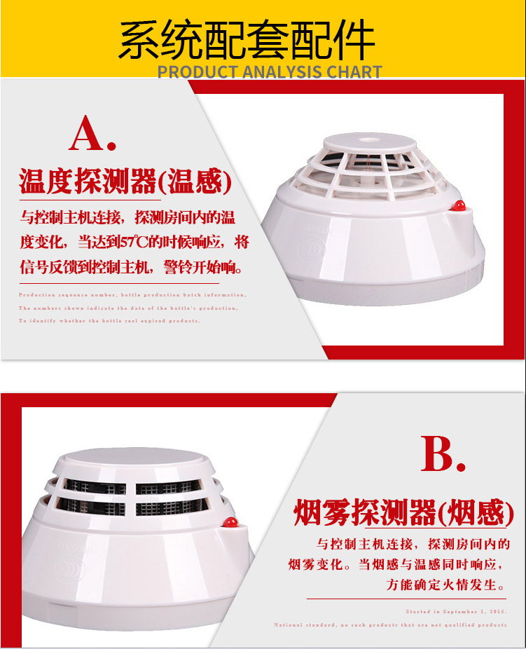 柜式欺負(fù)丙烷滅火裝置溫度探測器+煙霧探測器